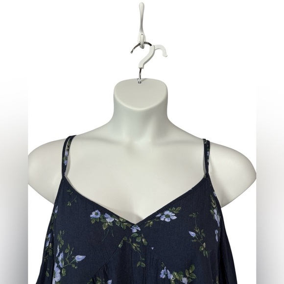 American Eagle Outfitters, Floral Cold Shoulder Blouse, Size L, Navy - Picture 4 of 9